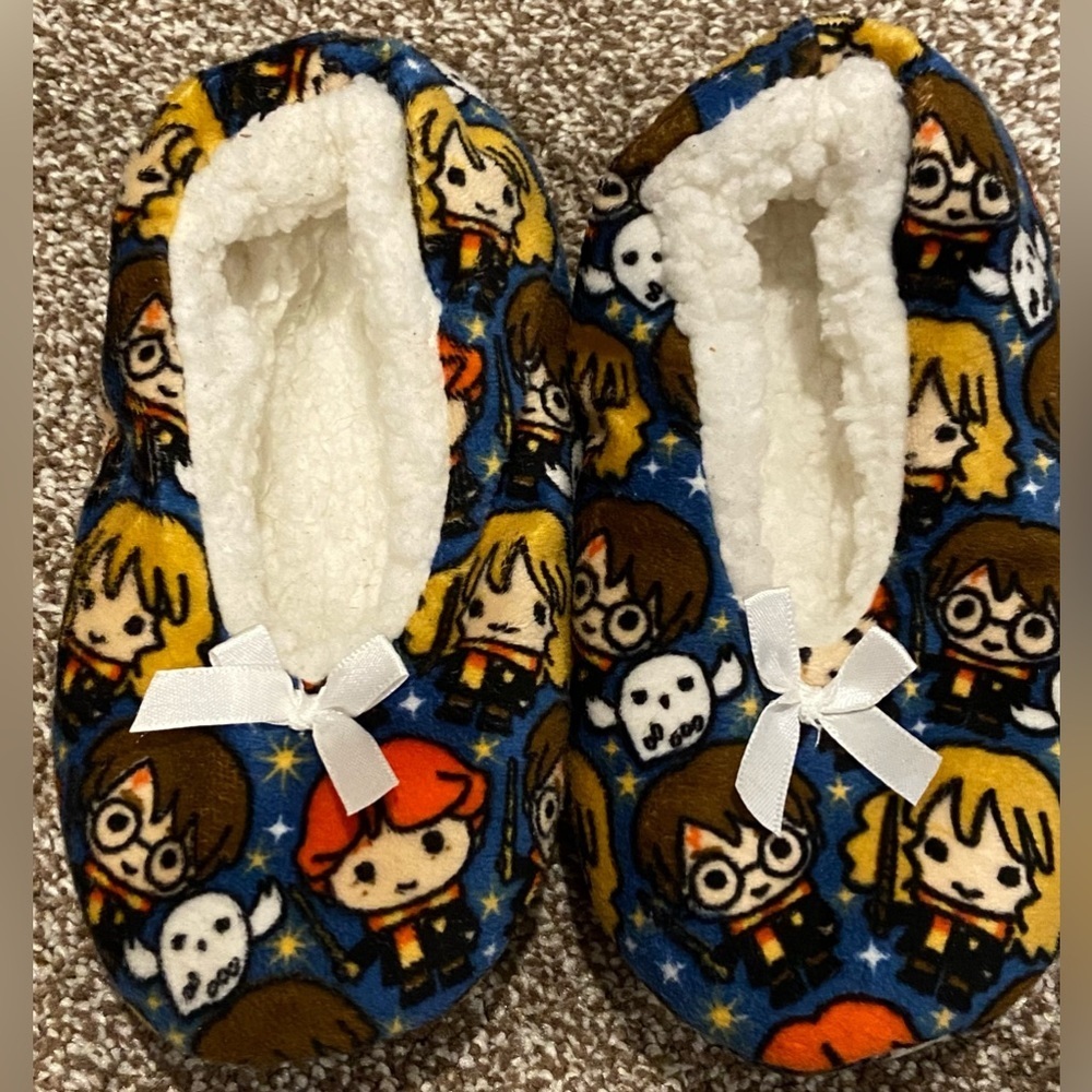 Childs Harry Potter Blue Microsuede Slipper Socks S/M 4-7